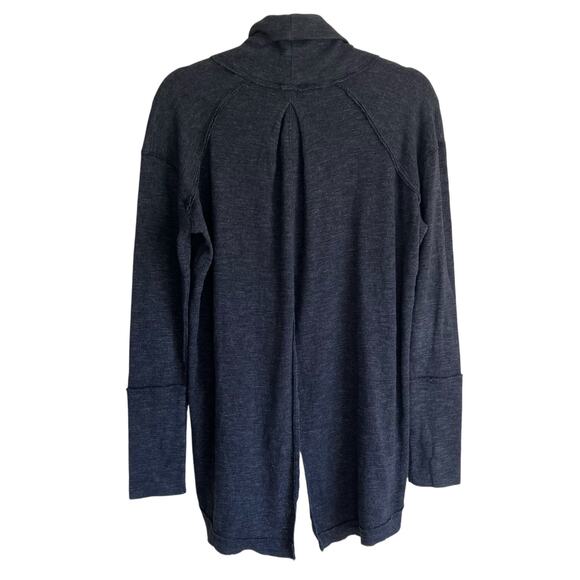 Free People We the Free Sz M Turtleneck Split Back Relaxed Top Charcoal Gray - Picture 6 of 16
